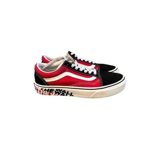 Vans Off The Wall Sidewall Red Black Old Skool Sneakers Size M4 W5.5